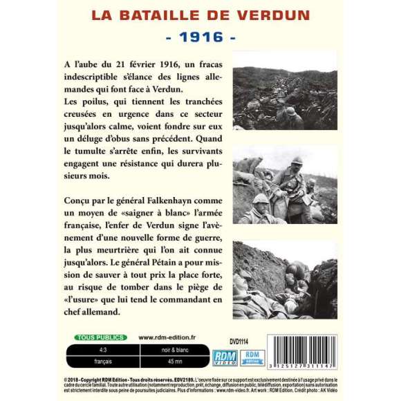 DVD - Film de  en DVD 1914-1918, la Première Guerre mondiale - La bataille de Verdun - 1916