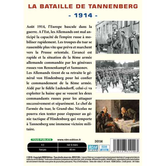 DVD - Film de  en DVD 1914-1918, la Première Guerre mondiale - La bataille de Tannenberg - 1914