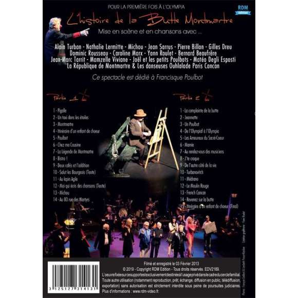 DVD - Film de  en DVD Alain Turban : la légende de Montmartre à l'Olympia - 2013