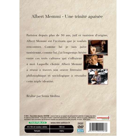 DVD - Film de Sonia Medina en DVD Albert Memmi - Une trinité apaisée