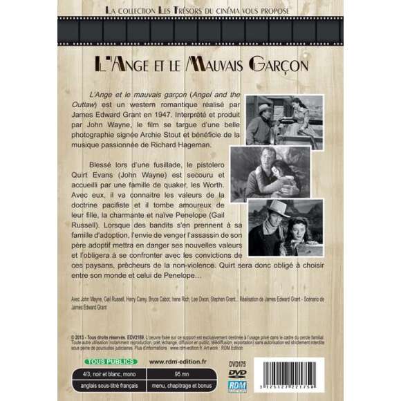 DVD - Film de James Edward Grant en DVD Ange et le mauvais garçon (L')