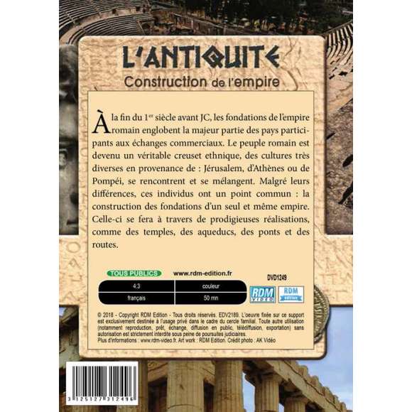 DVD - Film de  en DVD Antiquité (L') - Construction de l'empire romain