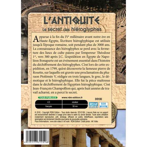 DVD - Film de  en DVD Antiquité (L') - Le secret des hiéroglyphes