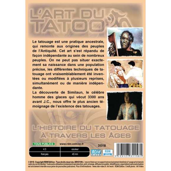 DVD - Film de  en DVD Art du tatoo (L') - L'histoire du tatouage à travers les âges