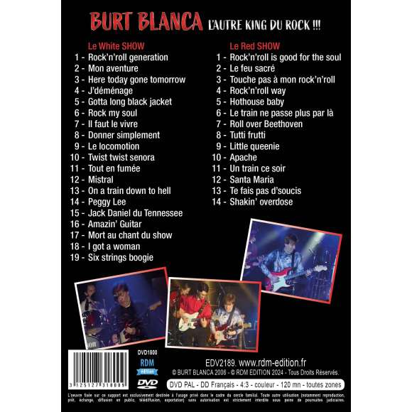 DVD - Film de  en DVD Burt Blanca, l'autre King du Rock !!! - 33 hits Live !