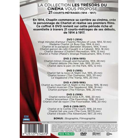 DVD - Film de Charles Chaplin, Joseph Maddern, Henry Lehrman, Mabel Normand en DVD Charlie Chaplin - 21 Court-Métrages...