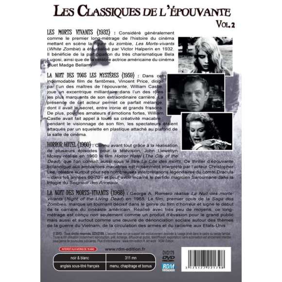 DVD - Film de Victor Halperin, William Castle, John Llewellyn Moxey, George A. Romero  en DVD Classiques de l'épouvante...