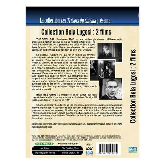 DVD - Film de Jean Yarbrough, Joseph H. Lewis en DVD Collection Bela Lugosi - 2 films - The Devil bat + Invisible Ghost