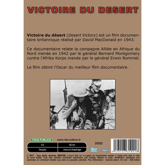 DVD - Film de Roy Boulting, David MacDonald en DVD Collection images d'archives militaires - Victoire du désert
