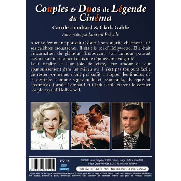 DVD - Film de Laurent Préyale en DVD Couples & Duos de Légende du Cinéma - Carole Lombard & Clark Gable