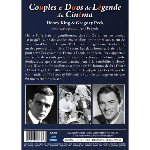DVD - Film de Laurent Préyale en DVD Couples & Duos de Légende du Cinéma - Henry King & Gregory Peck