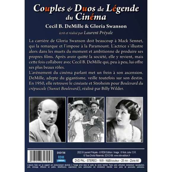 DVD - Film de Laurent Préyale en DVD Couples & Duos de Légende du Cinéma - Cecil B. DeMille & Gloria Swanson