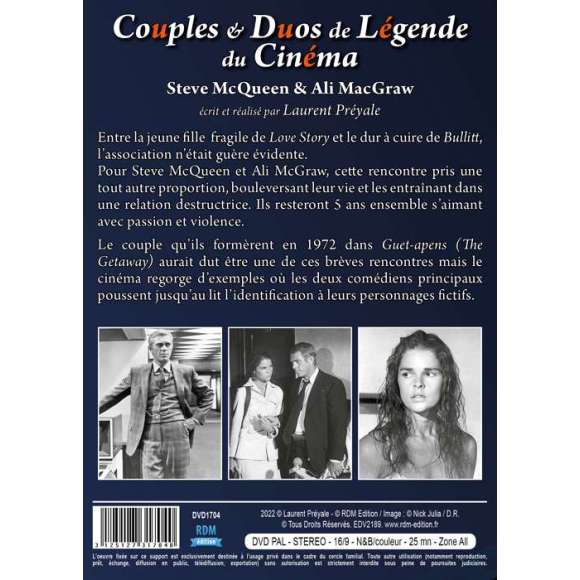 DVD - Film de Laurent Préyale en DVD Couples & Duos de Légende du Cinéma - Steve McQueen & Ali MacGraw
