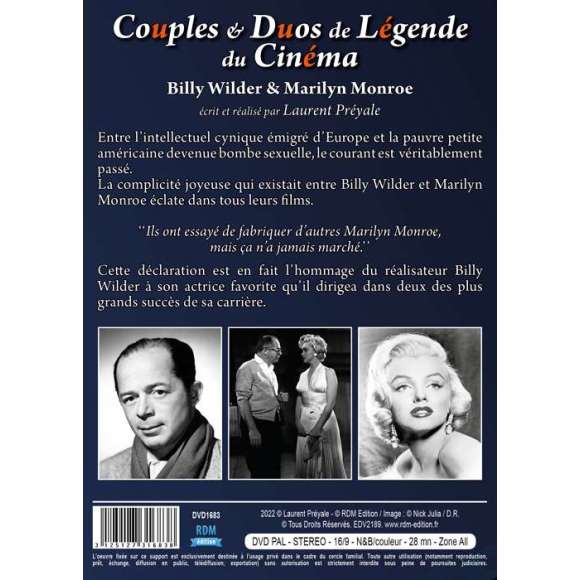 DVD - Film de Laurent Préyale en DVD Couples & Duos de Légende du Cinéma - Billy Wilder & Marilyn Monroe