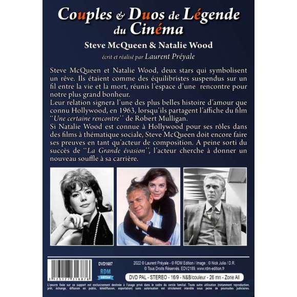 DVD - Film de Laurent Préyale en DVD Couples & Duos de Légende du Cinéma - Steve McQueen & Natalie Wood