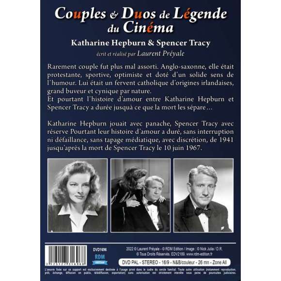DVD - Film de Laurent Préyale en DVD Couples & Duos de Légende du Cinéma - Katharine Hepburn & Spencer Tracy