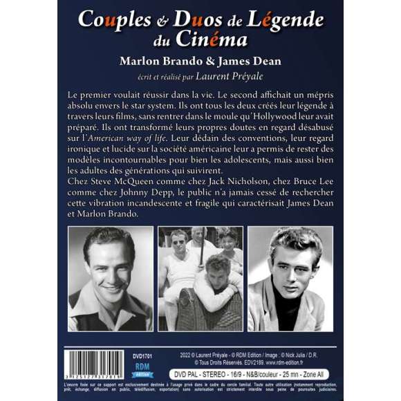 DVD - Film de Laurent Préyale en DVD Couples & Duos de Légende du Cinéma - Marlon Brando & James Dean