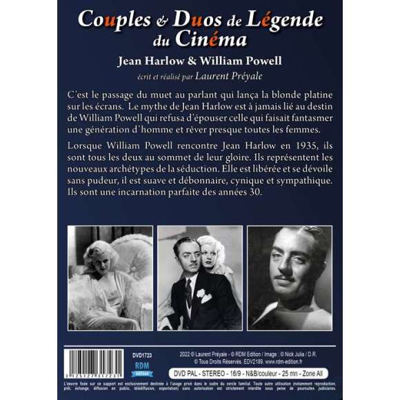 DVD - Film de Laurent Préyale en DVD Couples & Duos de Légende du Cinéma - Jean Harlow & William Powell