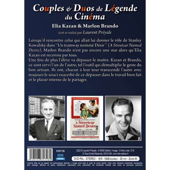 DVD - Film de Laurent Préyale en DVD Couples & Duos de Légende du Cinéma - Elia Kazan & Marlon Brando