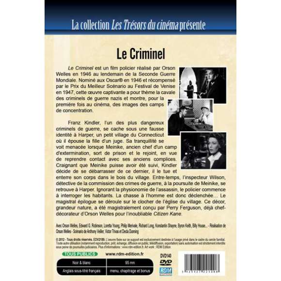 DVD - Film de Orson Welles en DVD Criminel (Le)