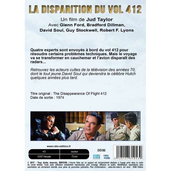 DVD - Film de Jud Taylor en DVD Disparition du vol 412 (La)