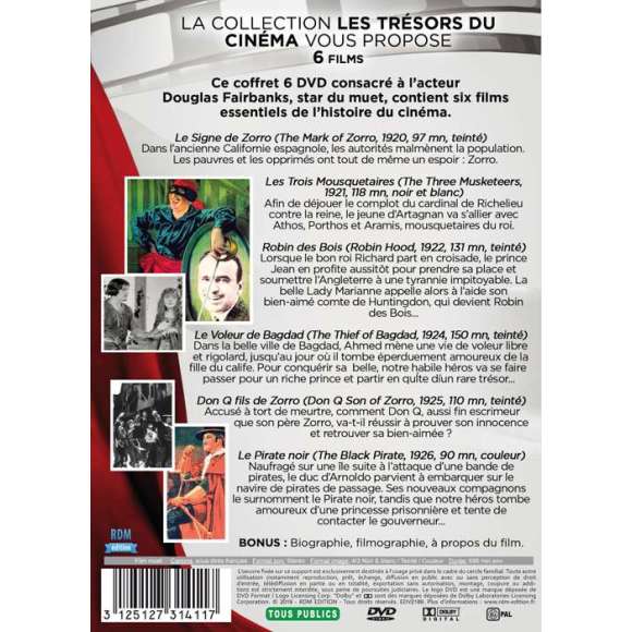 DVD - Film de Fred Niblo, Allan Dwan, Raoul Walsh, Donald Crisp, Albert Parker en DVD Douglas Fairbanks - 6 Films : Le...