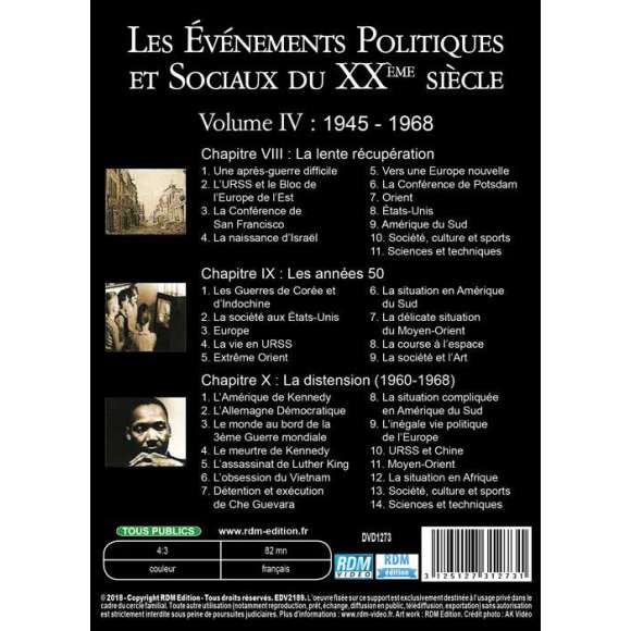 DVD - Film de  en DVD Evénements politiques et sociaux du XXème siècle (Les) - Volume 4 - 1945 - 1968