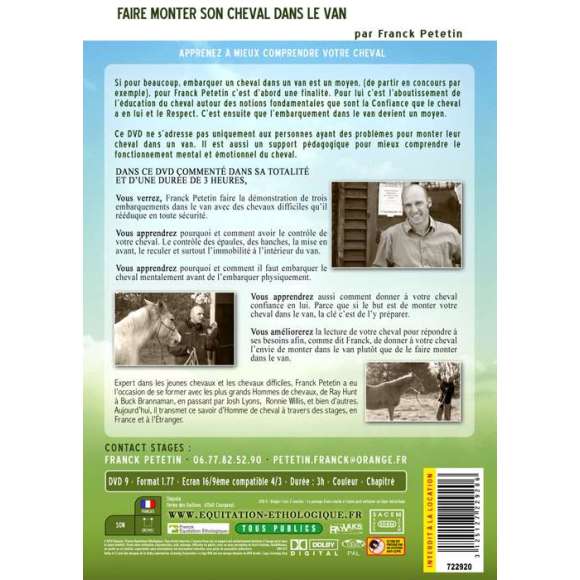 DVD - Film de Franck Petetin en DVD Faire monter son cheval dans le van