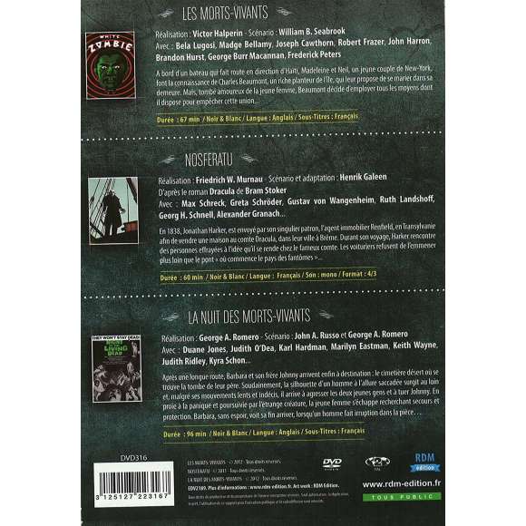 DVD - Film de Victor Halperin, Friedrich W. Murnau, George A. Romero en DVD Grands Classiques du film d'épouvante vol 1 :...