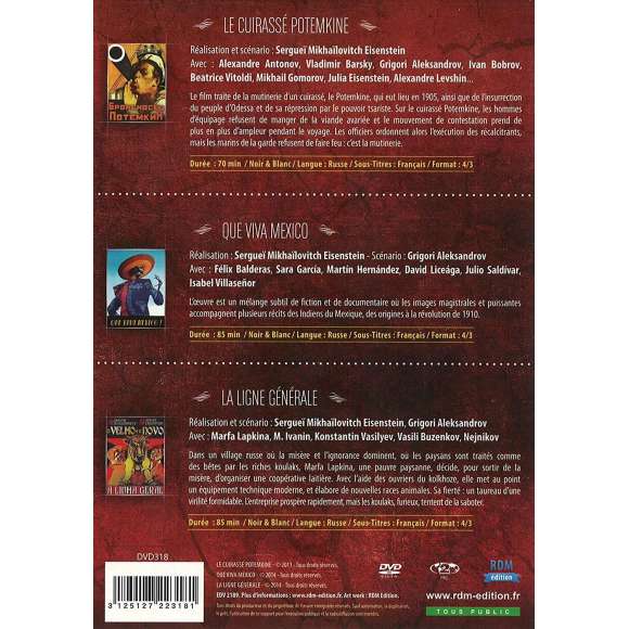 DVD - Film de Sergueï Eisenstein en DVD Grands Classiques du film russe (Les) - Volume 1 - Le Cuirassé Potemkine + Que...