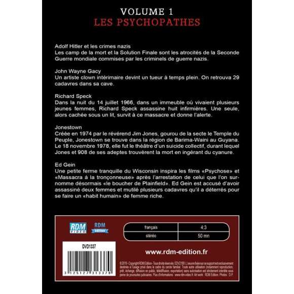 DVD - Film de  en DVD Grands Criminels (Les) - Volume 1 - Les psychopathes