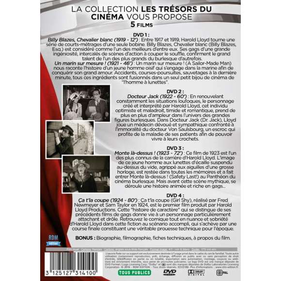 DVD - Film de Hal Roach, Fred C. Newmeyer, Sam Taylor en DVD Harold Lloyd - 5 Films : Monte là-dessus ! - Billy Blazes,...