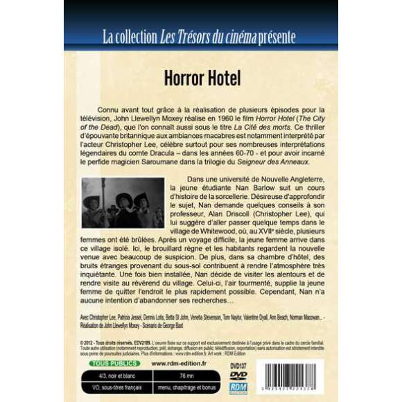 DVD - Film de John Llewellyn Moxey en DVD Horror Hotel (La Cité des morts)