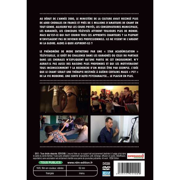 DVD - Film de Alain Vandercoille en DVD Je chante, donc je me soigne