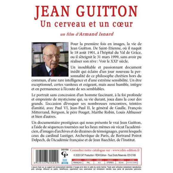DVD - Film de Armand Isnard en DVD Jean Guitton - Un cerveau et un coeur