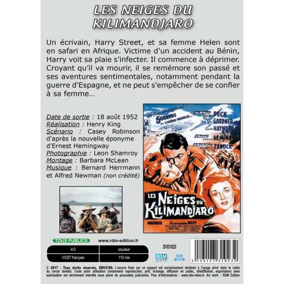DVD - Film de Henry King en DVD Neiges du Kilimandjaro (Les)
