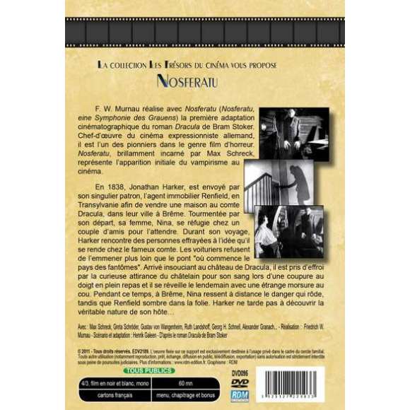 DVD - Film de Friedrich W. Murnau en DVD Nosferatu
