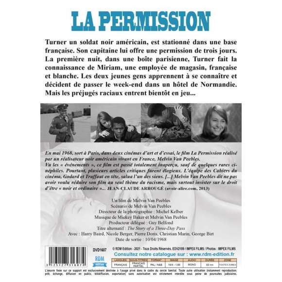 DVD - Film de Melvin Van Peebles en DVD Permission (La)