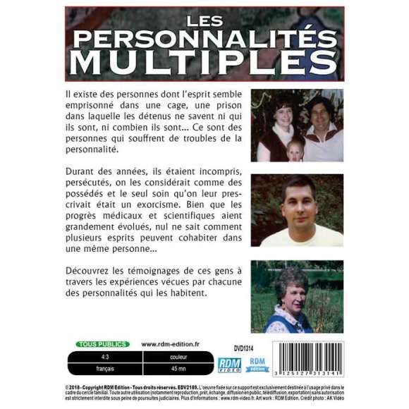 DVD - Film de  en DVD Personnalités multiples (Les) - Travesti ou schizophrène ? Les clés d'un trouble bien réel