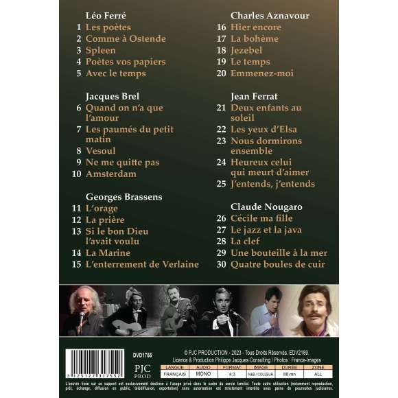 DVD - Film de  en DVD Poètes de la chanson française (Les)