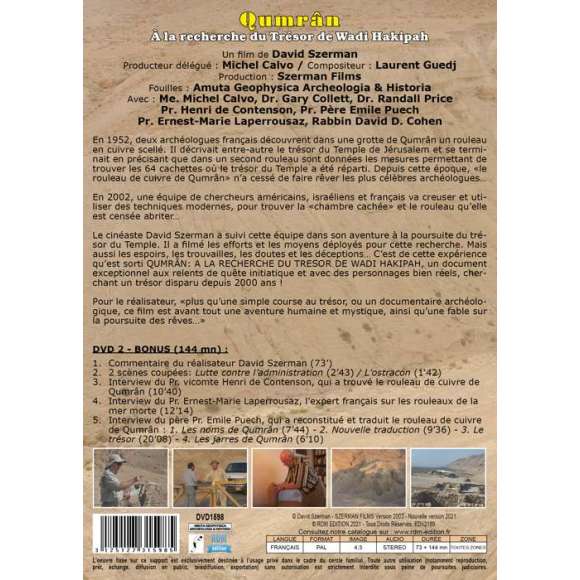 DVD - Film de David Szerman en DVD Qumrân - A la recherche du Trésor de Wadi Hakipah