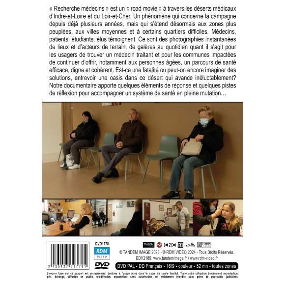 DVD - Film de Marine Villeneuve, Philip Dupuis en DVD Recherche médecins - Un road movie à travers les déserts médicaux