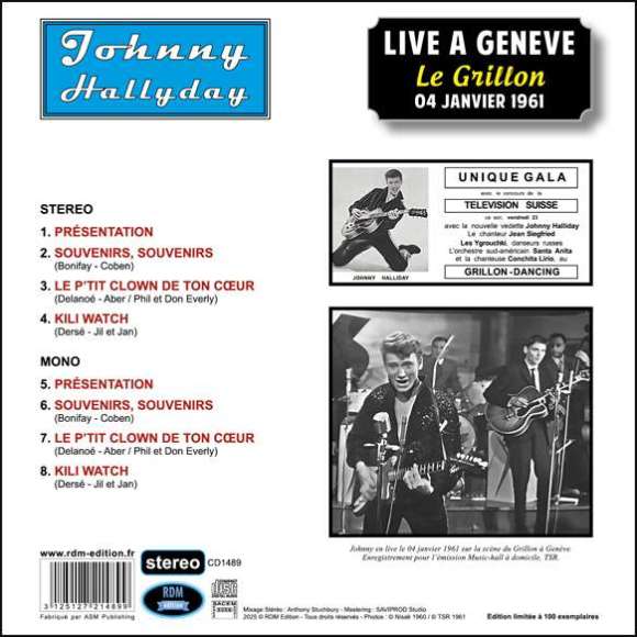 Hallyday, Johnny, Live à Genève, Le Grillon : 04 janvier 1961, Rock français, RDM-Edition, Musique
