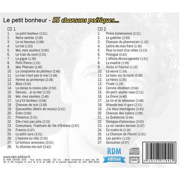 Leclerc, Félix, 1950-1957 : Le petit bonheur - 55 chansons poétiques..., Variétés françaises, RDM-Edition, Musique