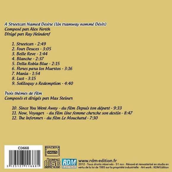 North, Alex, Steiner, Max, A streetcar named desire (Un tramway nommé désir), BOF & OST, RDM-Edition, Musique