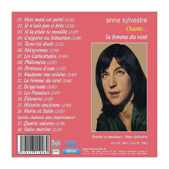 Sylvestre, Anne, Anne Sylvestre chante... la femme du vent (1961-1962), Variétés françaises, RDM-Edition, Musique