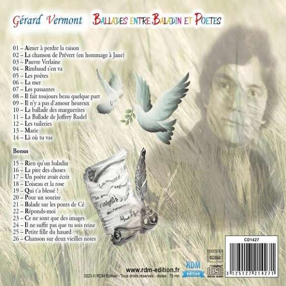 Vermont, Gérard, Ballades entre baladin et poètes, Variétés françaises, RDM-Edition, Musique