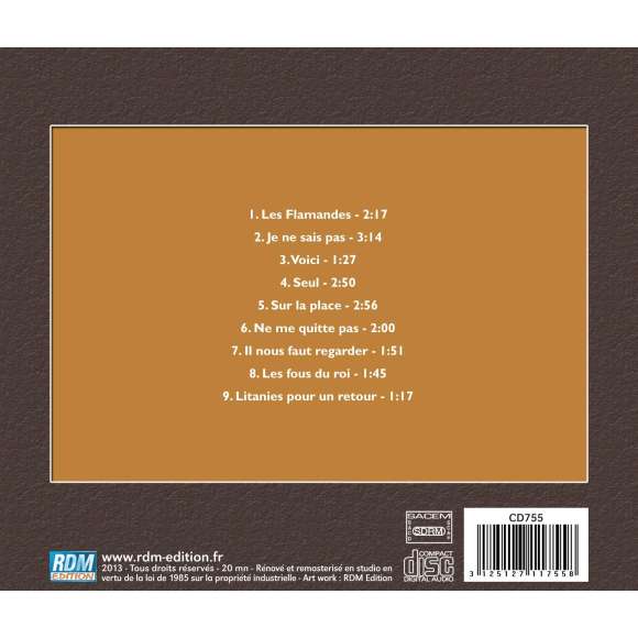 Barbara, Barbara chante Jacques Brel, Variétés françaises, RDM-Edition, Musique