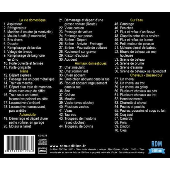 , Bruitage Cinéma - Volume 1, Bruitages & sons de la nature, Ambiance, RDM-Edition, Musique