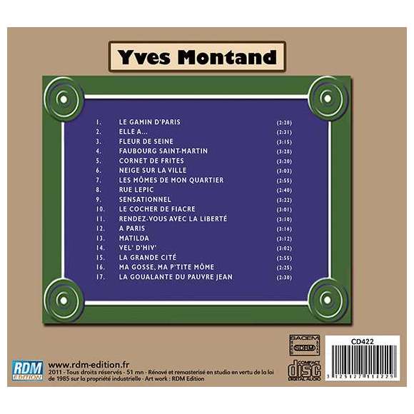 Montand, Yves, Chansons de Paris, Variétés françaises, RDM-Edition, Musique